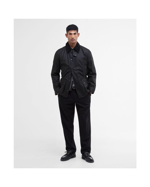 Barbour Black Ashby Water Resistant Windproof Long Sleeve Wax Jacket for men