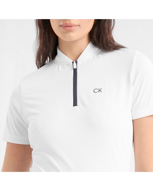 Calvin Klein White Ck Short-Sleeve Performance Polo Shirt