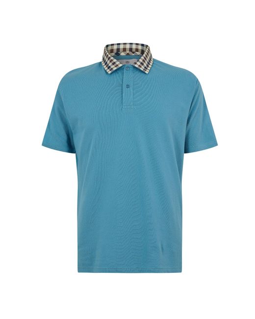 Aquascutum Blue Short Sleeve Polo Shirt for men