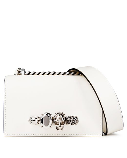 McQueen Natural Mini Jewelled Satchel Bag