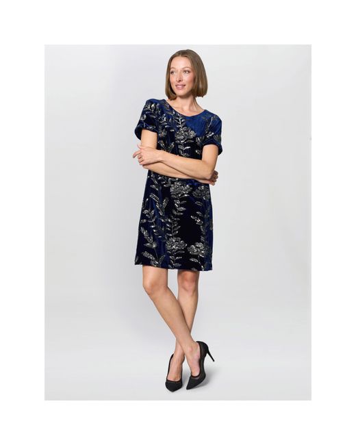 Gina Bacconi Black Cleopatra Embroidered Velvet Dress