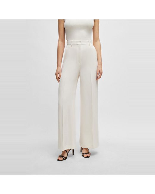 Boss White Tikela Straight Leg Trousers, Straight Leg Design