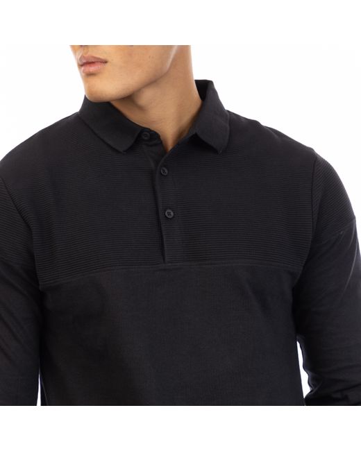 Peter Werth Black W Chessum Long Sleeve Polo Shirt for men