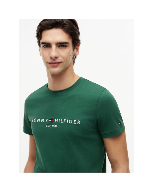 Tommy Hilfiger Green Logo Crew Neck T Shirt for men