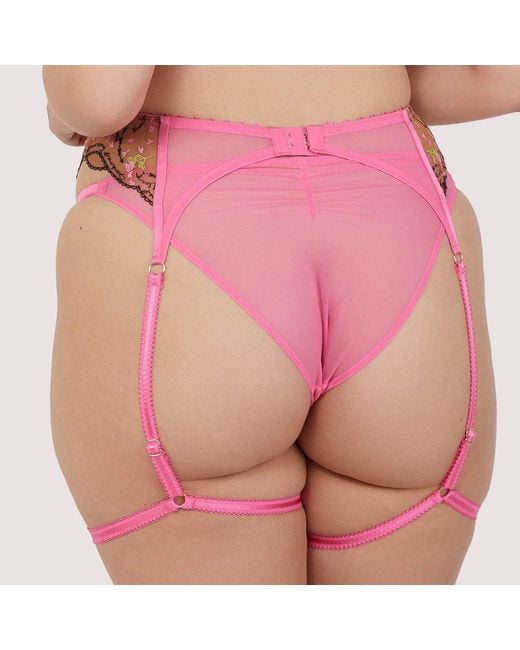 Playful Promises Pink Spank Me & Nude Custom Embroidery Suspender B