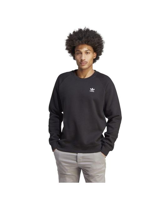 Adidas Originals Black Trefoil Essentials Crewneck Sweatshirt for men