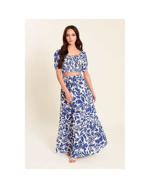 Be You Blue Maxi Printed Skirt