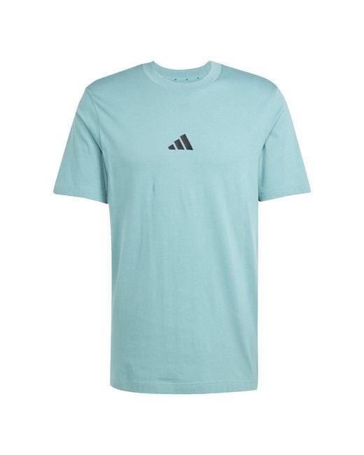 Adidas Blue Essentials Single Jersey Logo T-Shirt for men