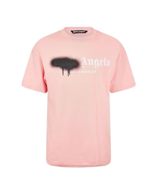 Palm Angels Pink Spray T-Shirt for men