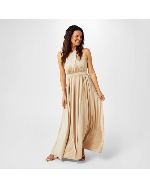 Biba Natural Bridesmaid One Shoulder Maxi Dress