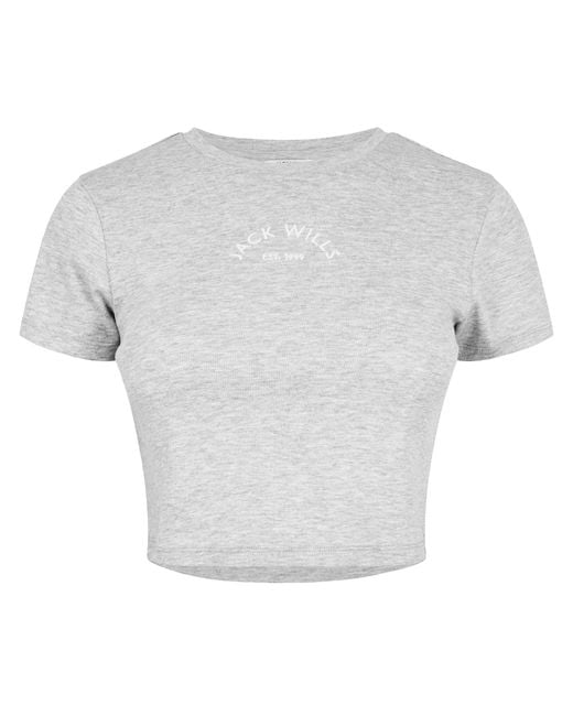 Jack Wills Gray Cropped Baby Tee Ladies