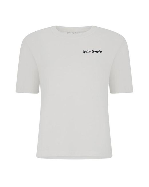 Palm Angels White Embroidered Logo T-shirt