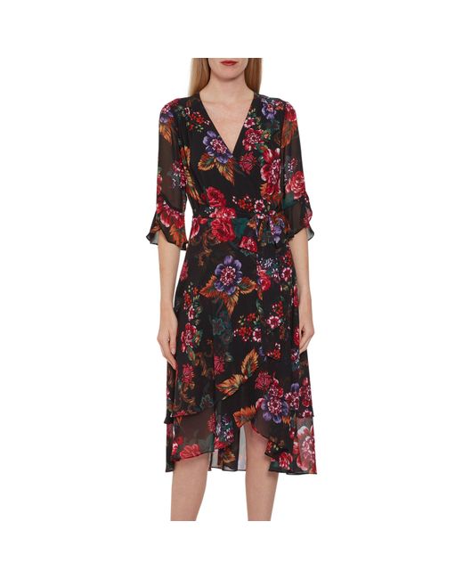 Gina Bacconi Red Marilene Chiffon Dress