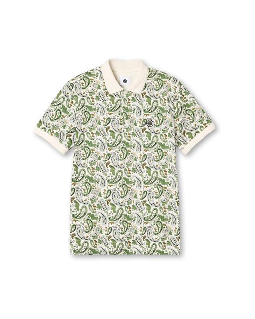 Pretty Green Green Aquarelle Paisley Short-Sleeve Polo Shirt for men
