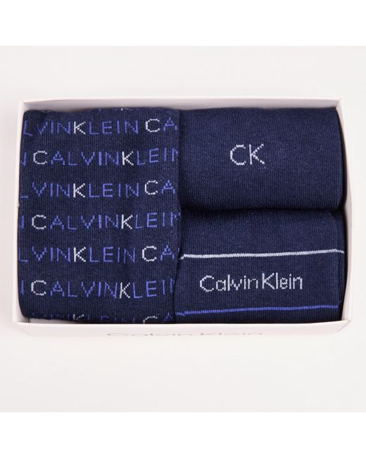 Calvin Klein Blue 3 Pack All Over Print Crew Socks for men