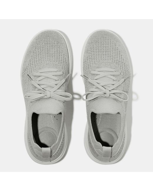 Fitflop White Super-Q Knit Slip-On Laced Trainers