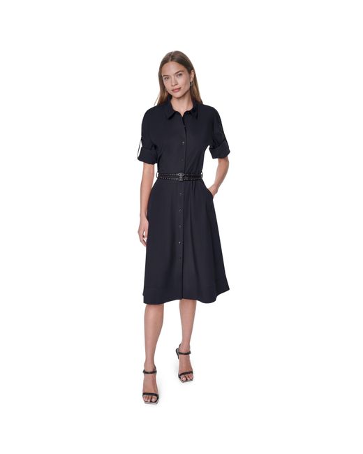 DKNY Black Belt Pop Shirt Dress