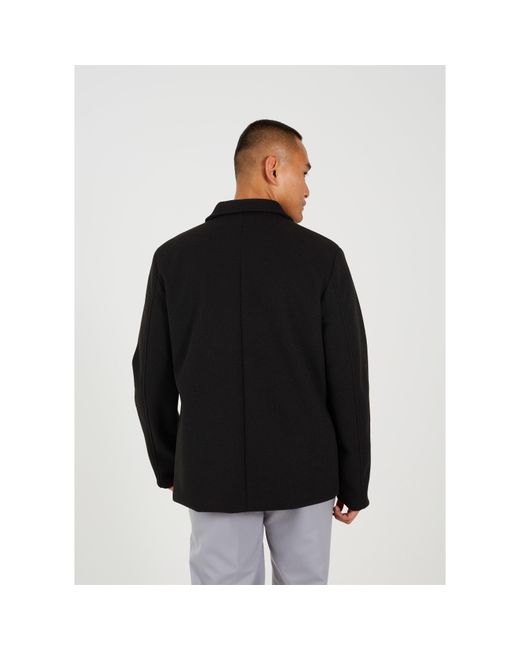 Brave Soul Black Funnel Neck Overcoat for men