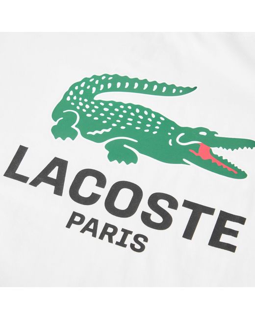 Lacoste White Large Croc Regular Fit T-Shirt for men