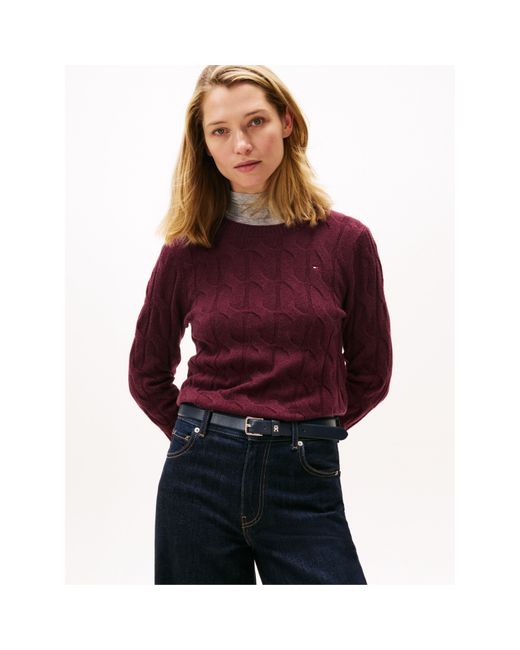 Tommy Hilfiger Purple Cable Knit Jumper