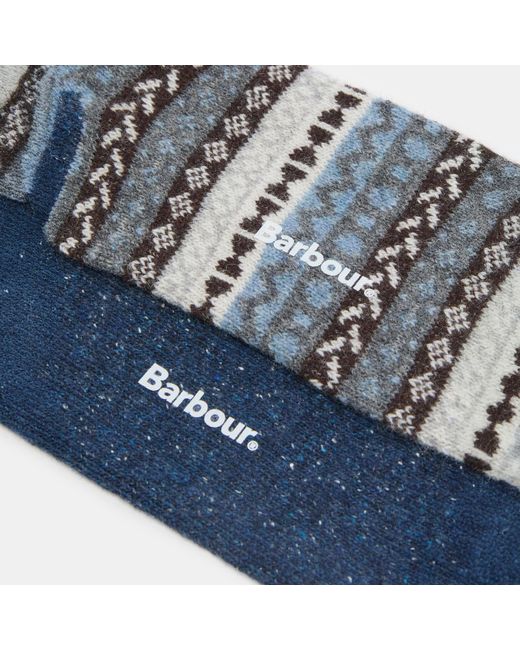 Barbour Blue Fairisle Crew Socks for men