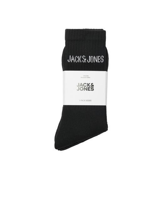Jack & Jones Black Regen 5 Pack Crew Socks for men