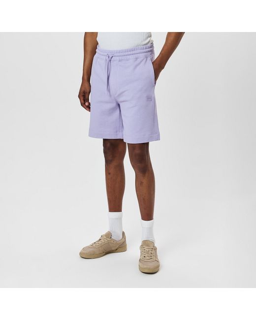 Boss Blue Mid-Length Elasticated Drawstring Fleece Shorts for men