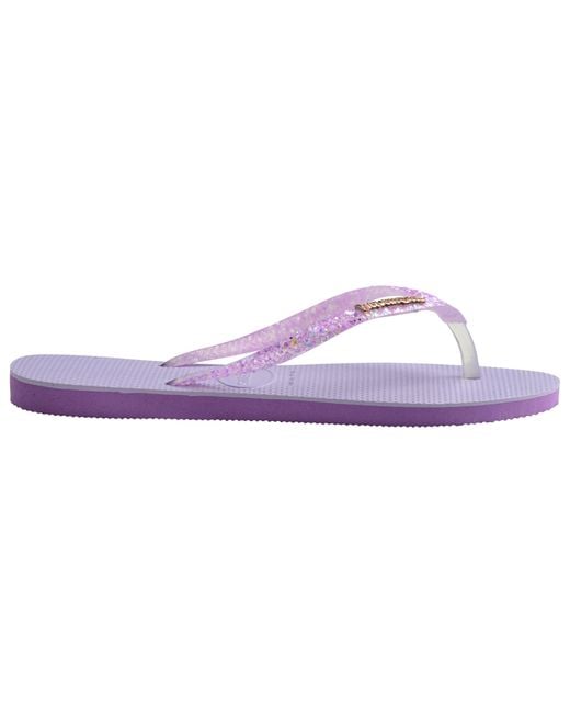 Havaianas Purple Slim Glitter Flourish Macaron Flip Flops