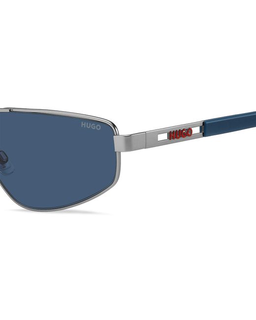 HUGO Blue Rectangular Sun Round Sunglasses for men