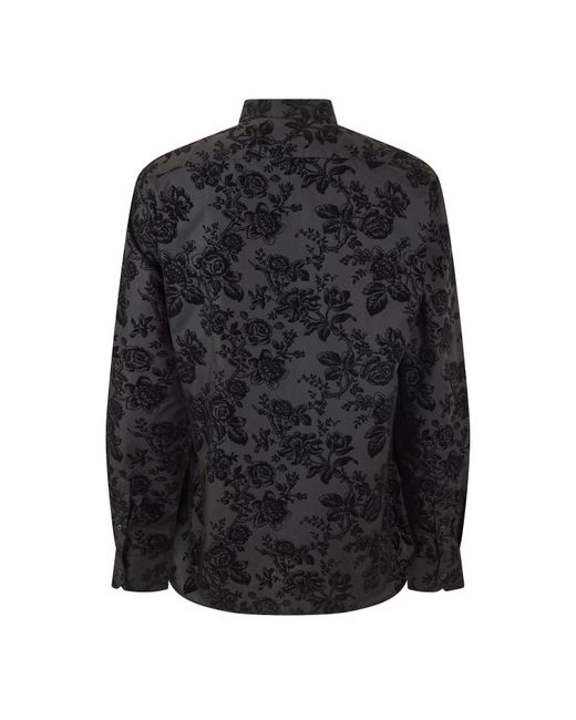 Twisted Tailor Blue Armada Slim Fit Floral Flocked Shirt for men