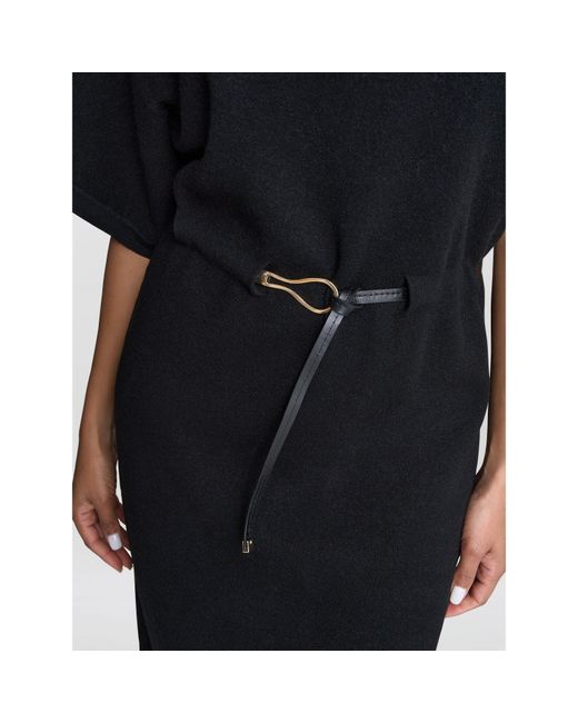 Gina Bacconi Blue Alaura Belted Knit Midi Dress