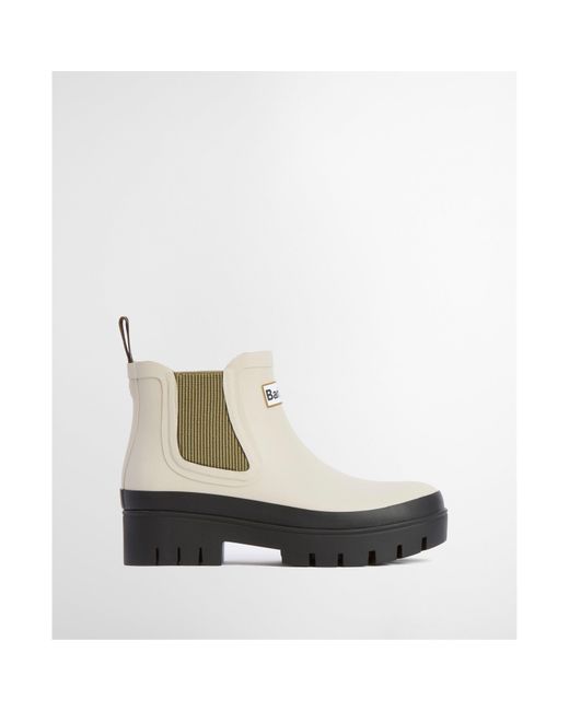 Barbour White Halton Ankle Wellingtons