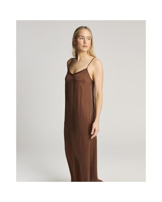 Nudea Brown Eco-Luxe Maxi Slip Dress