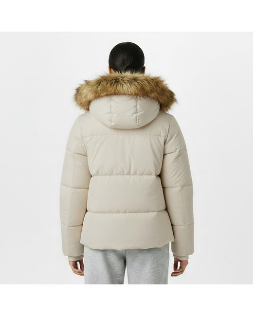 Jack Wills Natural Riley Wind Resistant Detachable Hood Short Puffer Jacket