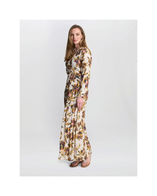 Gina Bacconi Natural Rosalee Belted Fit And Flare Dress