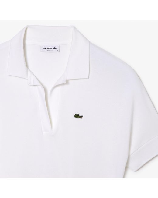 Lacoste White Loose-Fit Polo Shirt