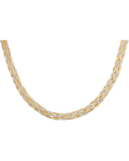 Be You Metallic 9ct 3-colour Herringbone Necklace