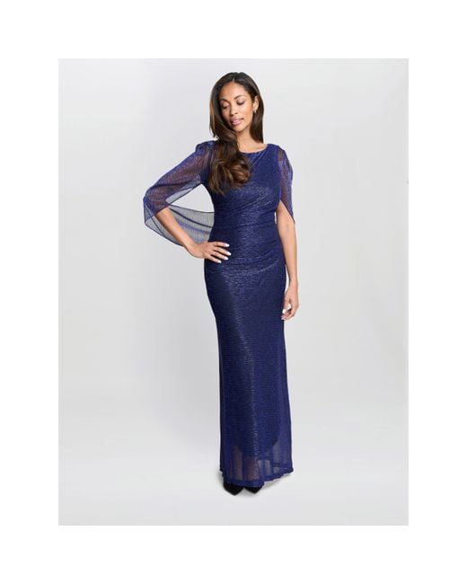 Gina Bacconi Blue Joanna Metallic Knit Maxi Dress