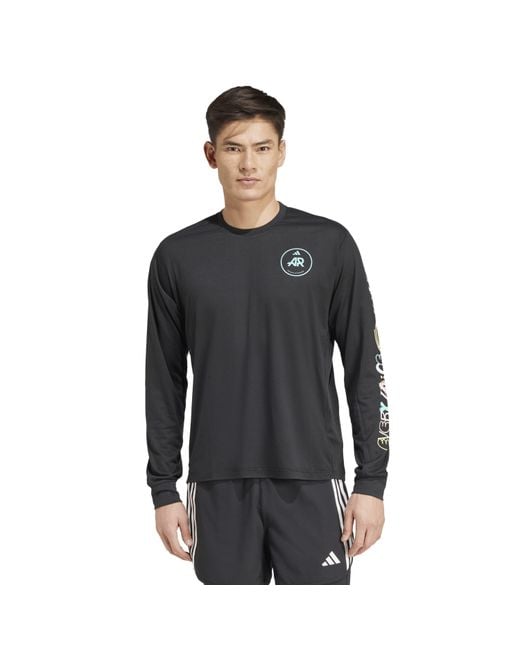 Adidas Black Otr Ar Long Sleeve Performance Running Top for men