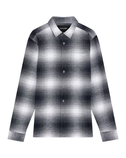 Lyle & Scott Blue Flannel Long Sleeve Patterned Shirt for men