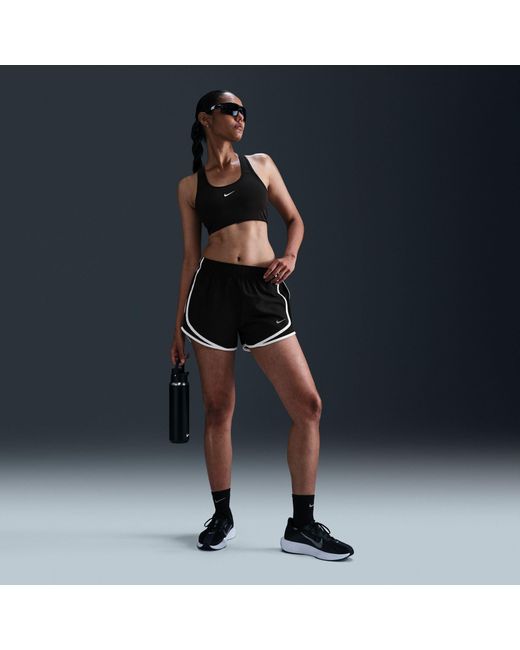 Nike Black Tempo Dri-Fit Mid-Rise Brief-Lined Running Shorts