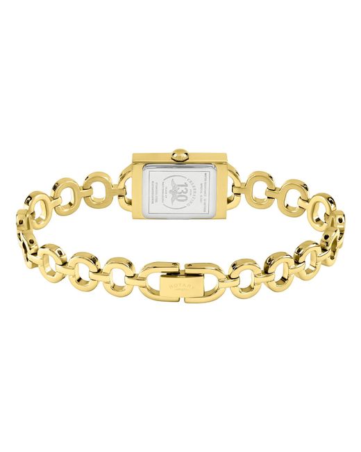 Rotary Metallic Ladies Cocktail Stone Set Ss Bracelet Watch