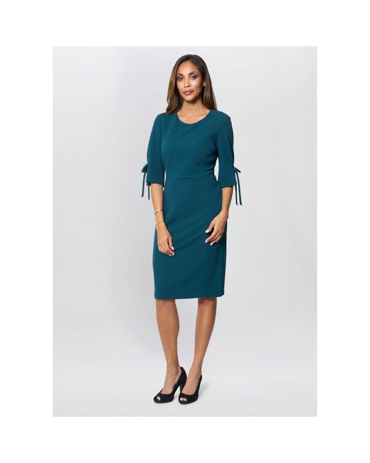 Gina Bacconi Blue Gilly 3/4 Sleeve Structured Dress