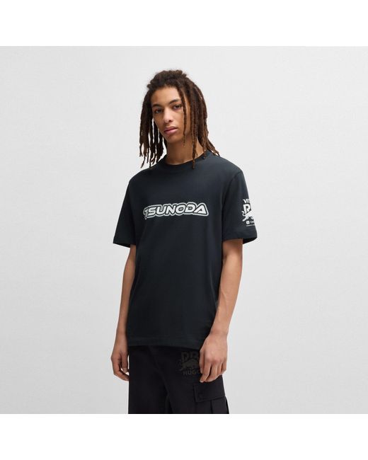 HUGO Black Yuki Short Sleeve Polo Shirt for men