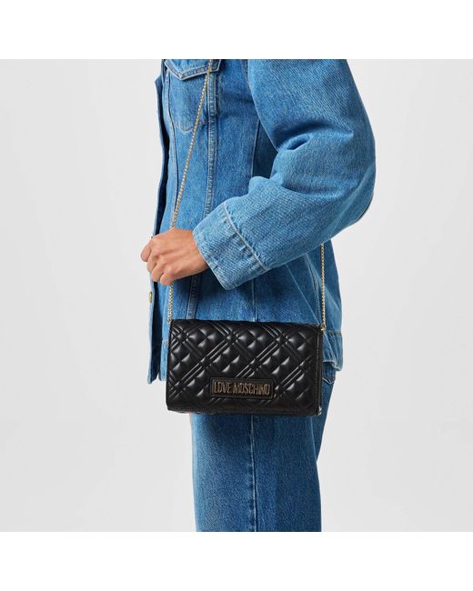 Love Moschino Black Super Quilted Mini Crossbody Bag