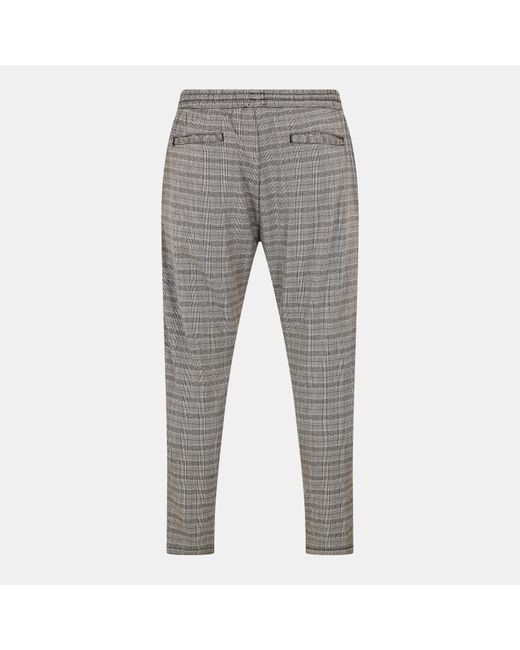 Brave Soul Gray Check Pants With Drawcord Waist for men