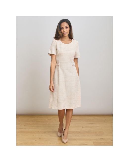 Gina Bacconi Natural Nara Boucle A Line Dress