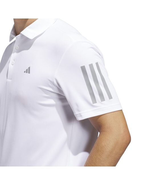 Adidas White 3 Stripe Polo Shirt for men