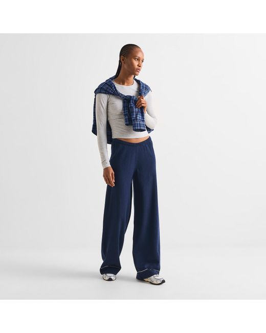 The Couture Club Blue Knitted Panel Trousers