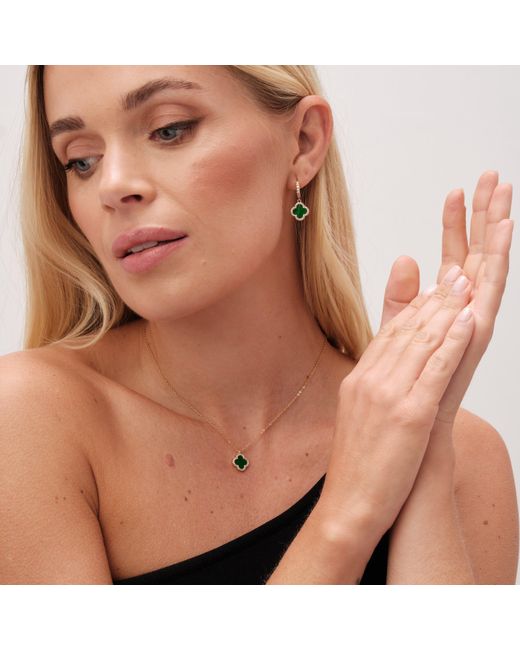 Jon Richard Metallic Plated And Malachite Clover Pendant Necklace